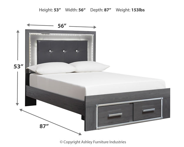 Lodanna  Panel Bed With 2 Storage Drawers